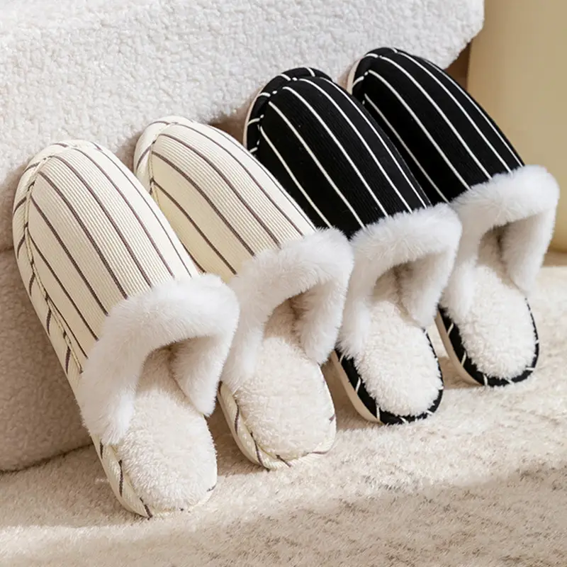 Cotton Warm Plush Slippers for Women Winter