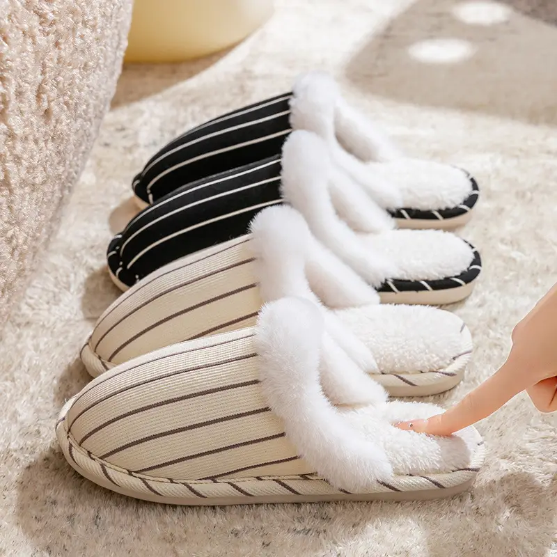 Cotton Warm Plush Slippers for Women Winter