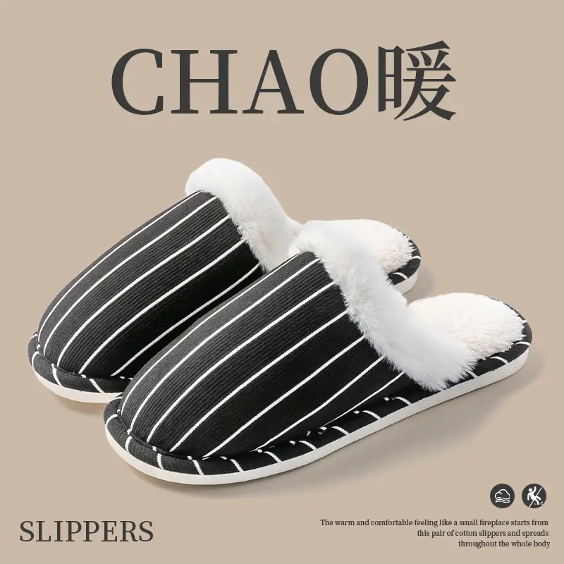 Cotton Warm Plush Slippers for Women Winter