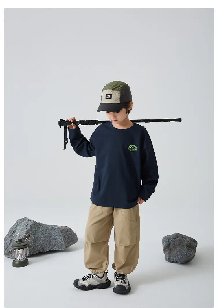 Kids Korean Style Long Sleeve T-Shirt Navy Blue 2026 — feature 11
