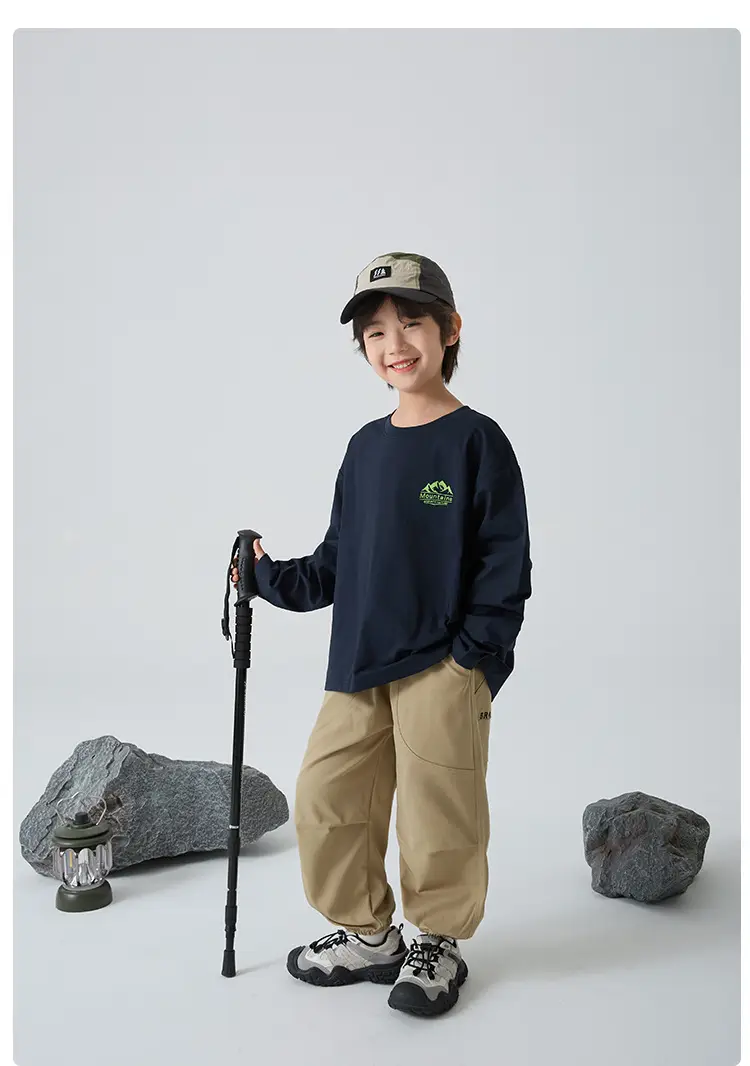 Kids Korean Style Long Sleeve T-Shirt Navy Blue 2026 — feature 12