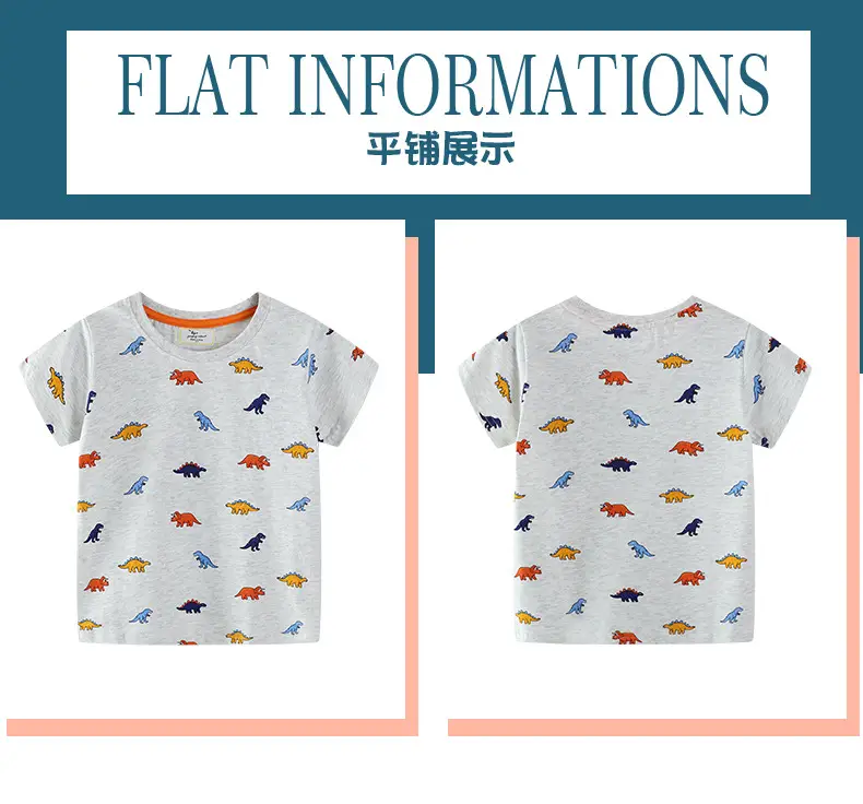 2025 Boys Dinosaur Short Sleeve T-Shirt Grey — feature 3
