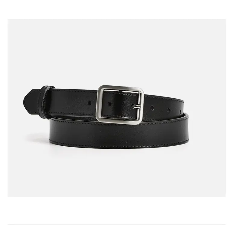 Women's Beige Genuine Leather Belt with Pin Buckle — feature 10