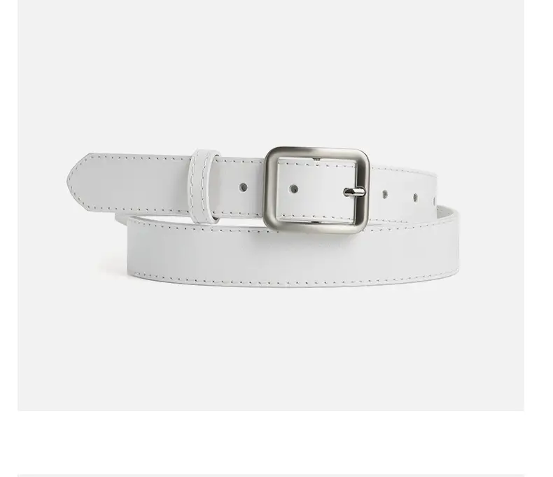 Women's Beige Genuine Leather Belt with Pin Buckle — feature 11