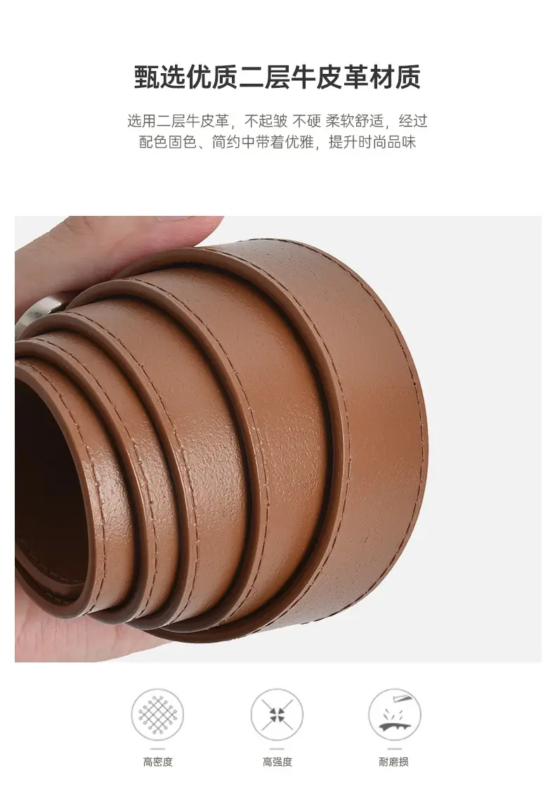 Women's Beige Genuine Leather Belt with Pin Buckle — feature 4