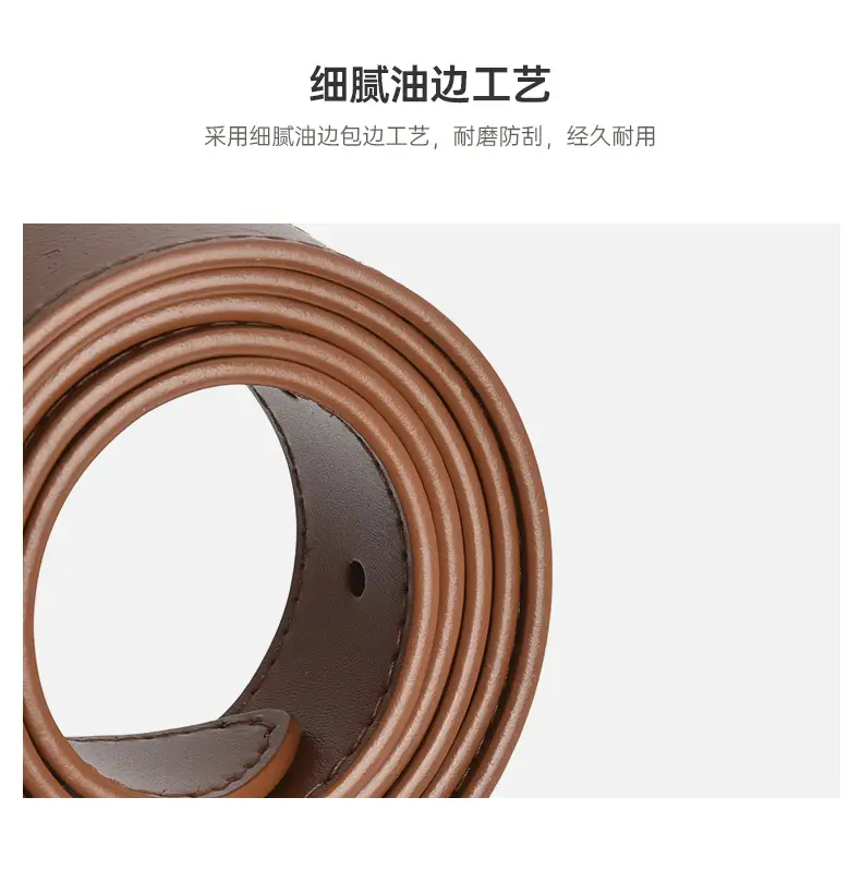 Women's Beige Genuine Leather Belt with Pin Buckle — feature 6