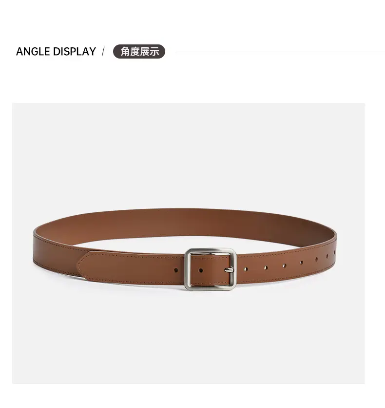 Women's Beige Genuine Leather Belt with Pin Buckle — feature 7