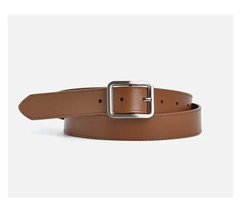 Women's Beige Genuine Leather Belt with Pin Buckle — feature 8