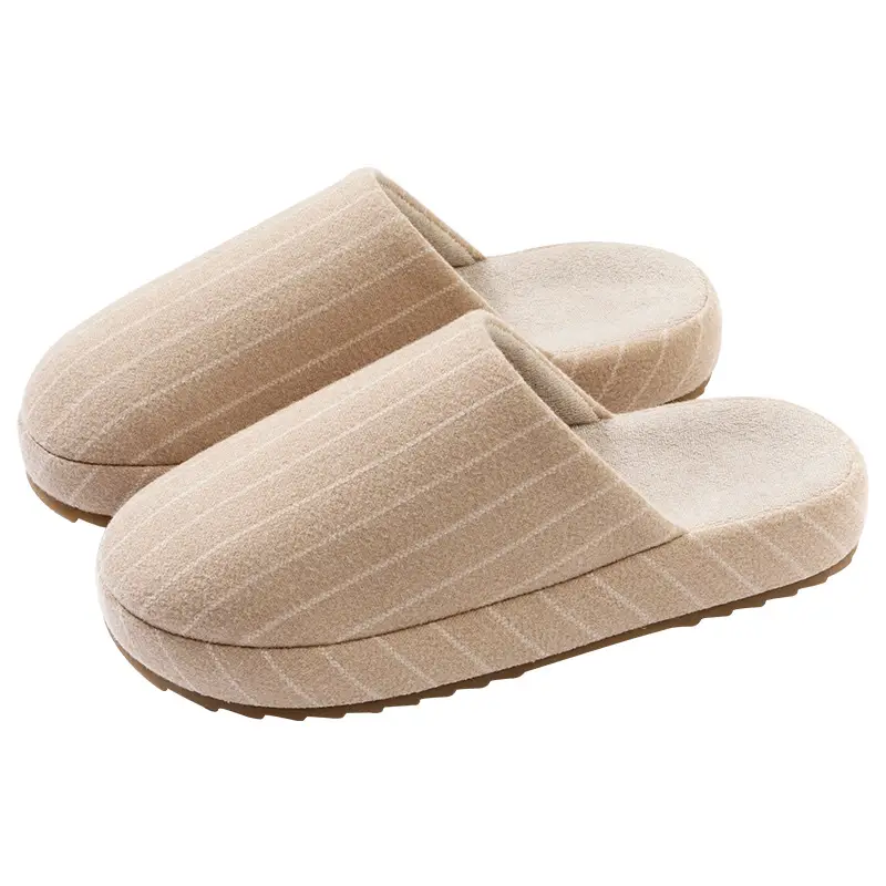 Japanese-Style Striped Cotton Slippers for Home Autumn and Winter Couple Indoor Warm Thick-Soled Winter Slippers for Women Home Wholesale - Image 8