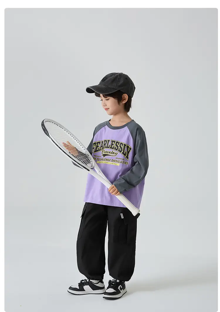 Haima Boys Letter Print Cotton Long Sleeve T-Shirt 2026 — feature 10