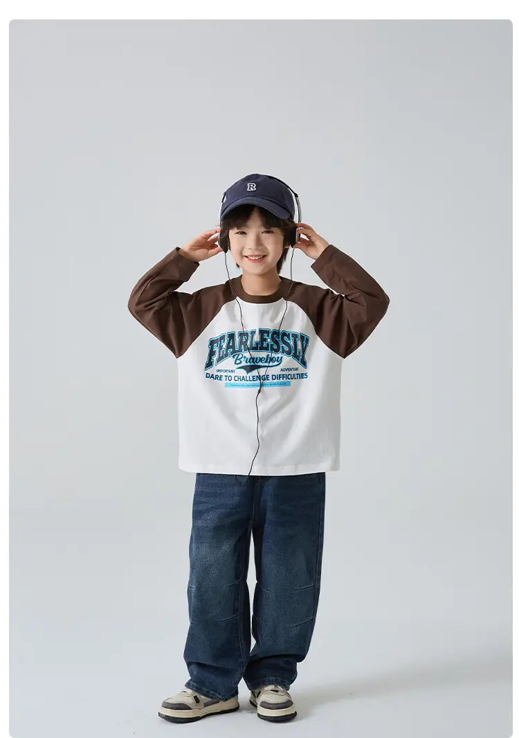Haima Boys Letter Print Cotton Long Sleeve T-Shirt 2026 — feature 12