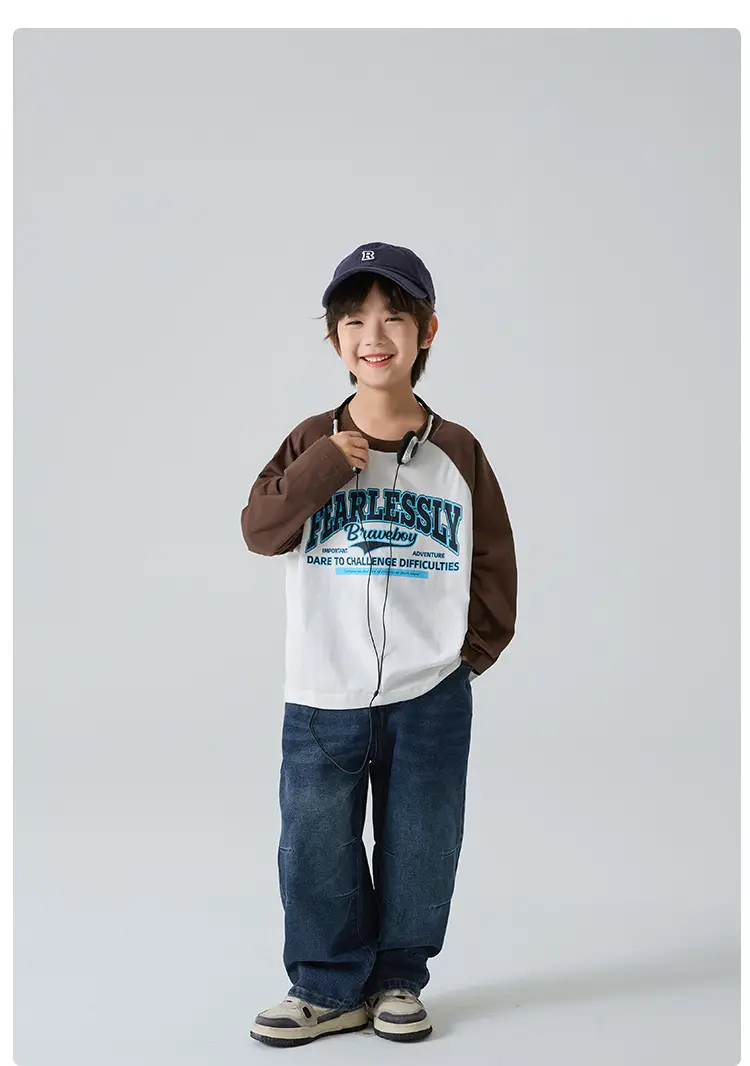 Haima Boys Letter Print Cotton Long Sleeve T-Shirt 2026 — feature 13