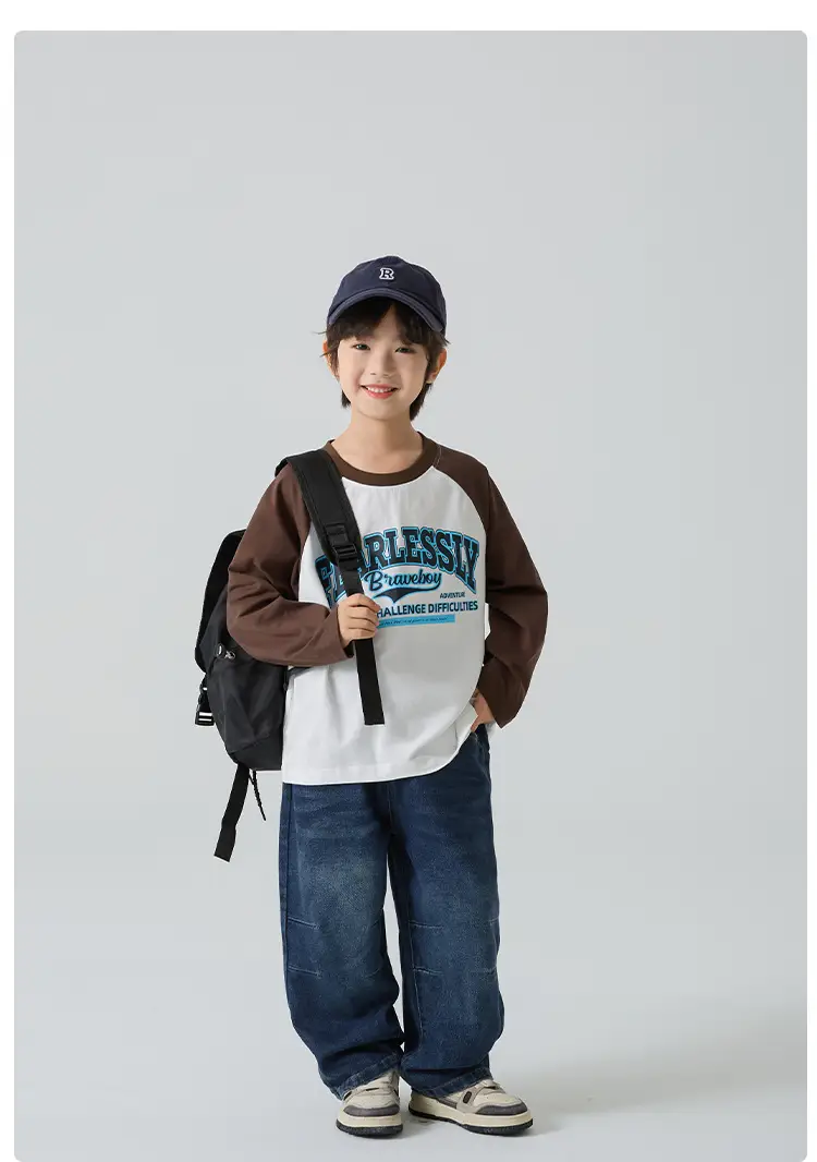 Haima Boys Letter Print Cotton Long Sleeve T-Shirt 2026 — feature 14