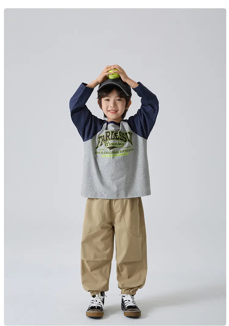Haima Boys Letter Print Cotton Long Sleeve T-Shirt 2026 — feature 15