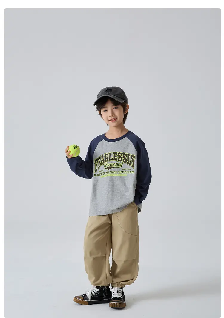 Haima Boys Letter Print Cotton Long Sleeve T-Shirt 2026 — feature 16