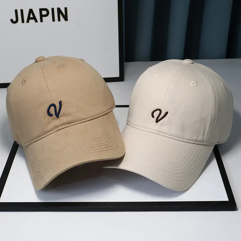 Women Beige Letter Embroidered Baseball Cap Spring Autumn