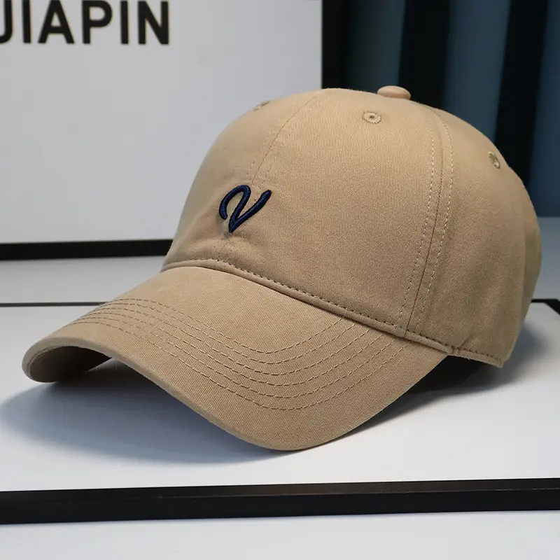 Women Beige Letter Embroidered Baseball Cap Spring Autumn