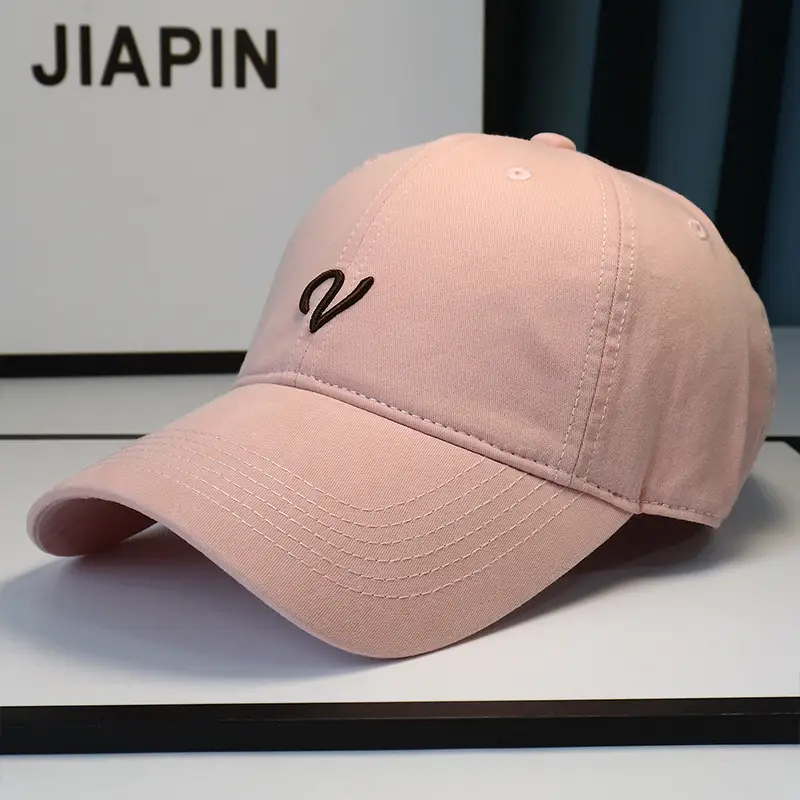 Women Beige Letter Embroidered Baseball Cap Spring Autumn