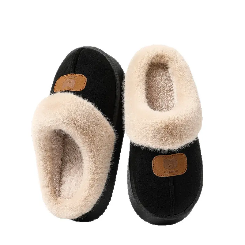 Thick-Soled Cotton Slippers for Women 2025 Winter New Style Fleece-Lined and Thickeneded Northeastern Large Cotton Shoes Fur Integrated Bread Fur Shoes - Image 8