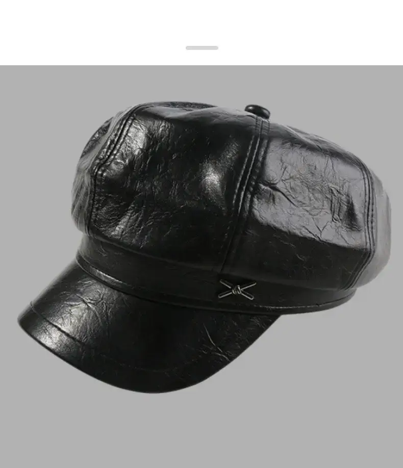 British Style Pu Leather Cap for Women Autumn Winter — feature 11