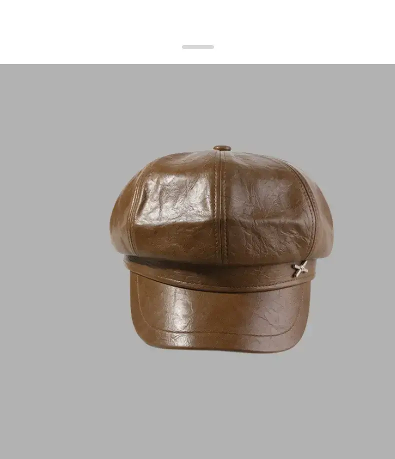 British Style Pu Leather Cap for Women Autumn Winter — feature 6