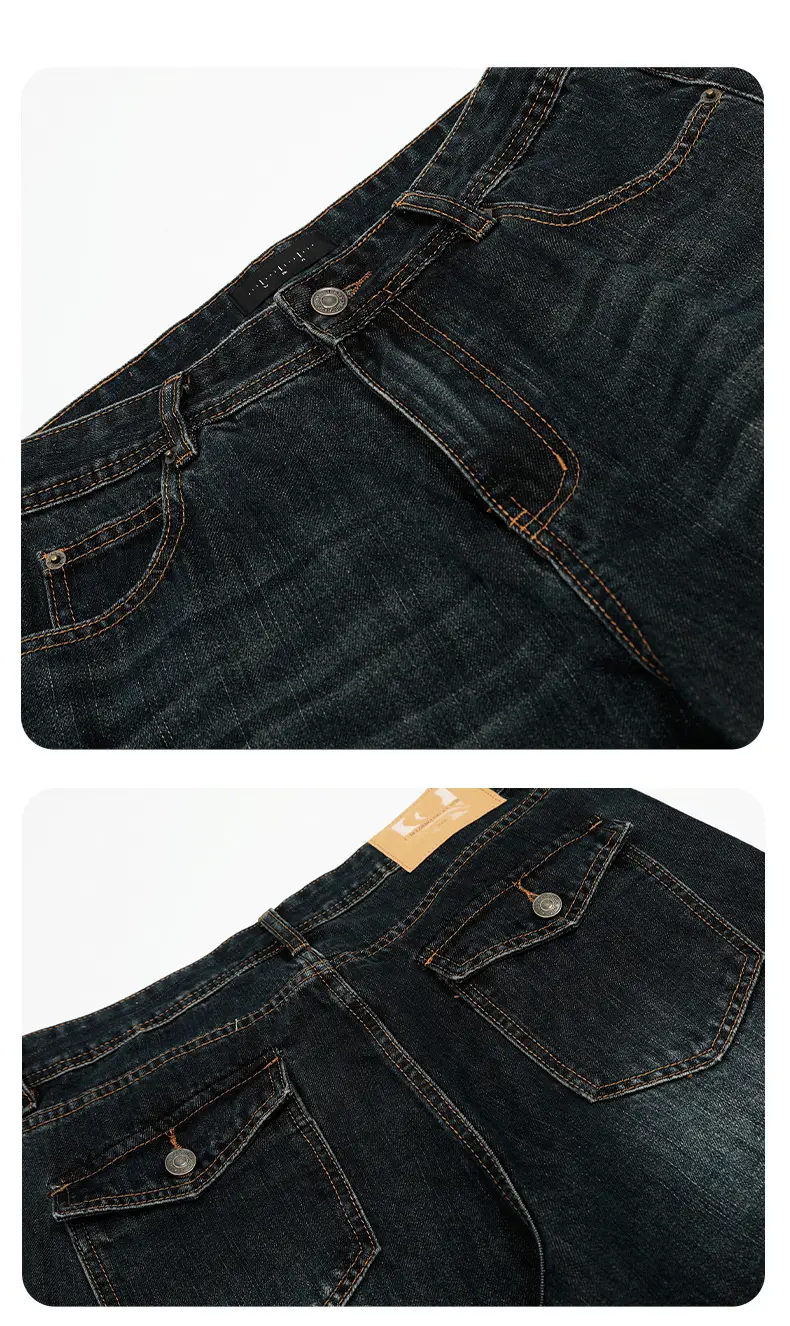 Yongfang American Retro Flared Jeans Dark Blue Men Women — feature 15
