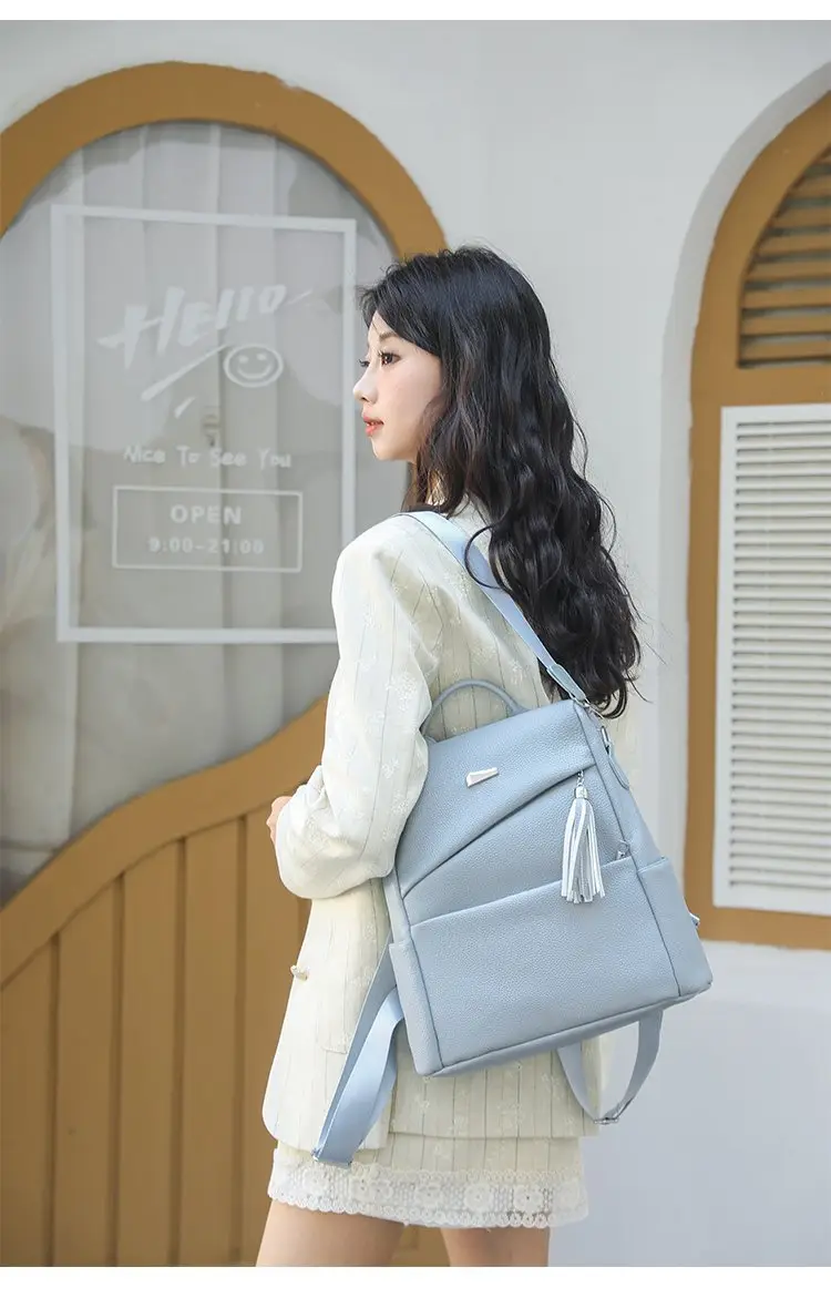 Light Blue Korean Style Anti-Theft Cross-Border Backpack — feature 24