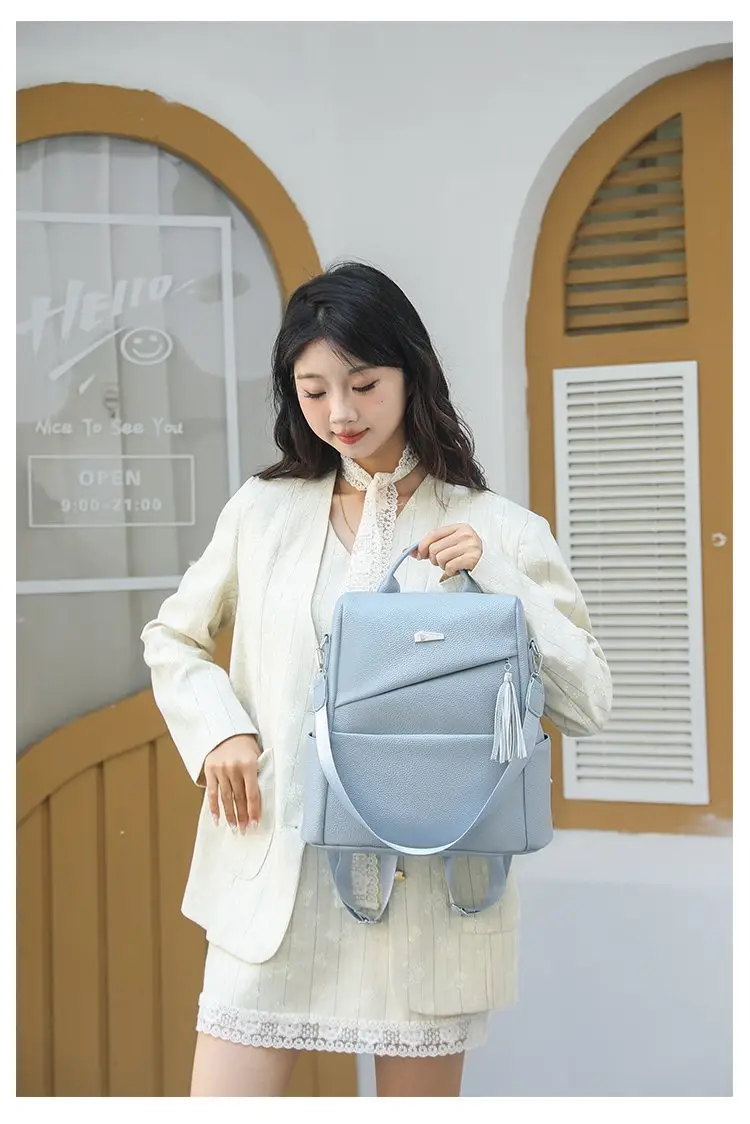 Light Blue Korean Style Anti-Theft Cross-Border Backpack — feature 26