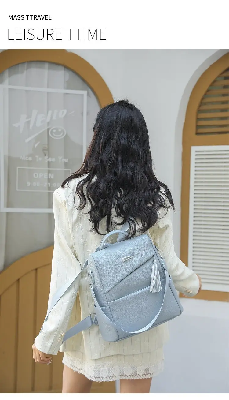 Light Blue Korean Style Anti-Theft Cross-Border Backpack — feature 28