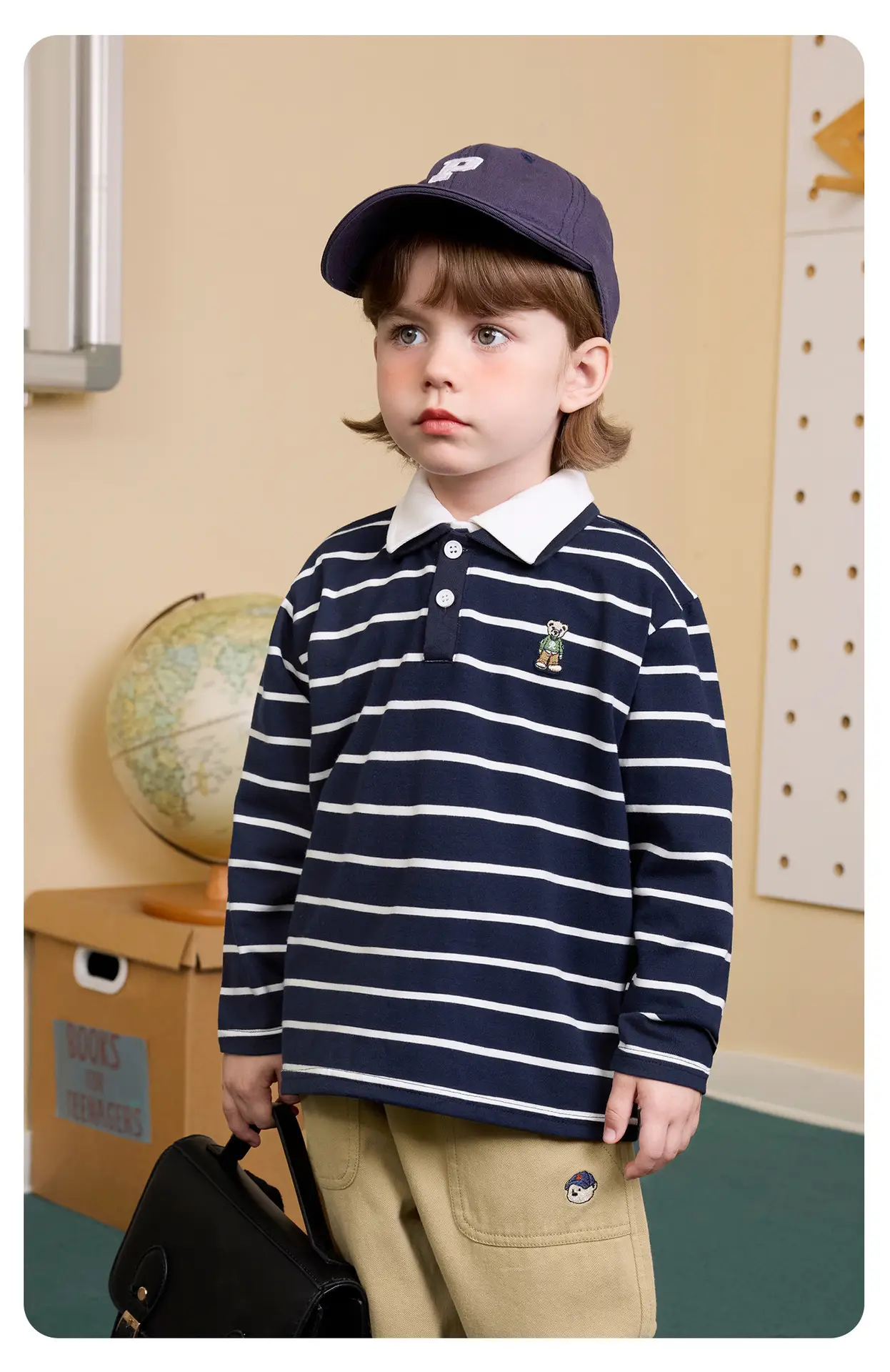 Boys' Striped Polo Shirt Long Sleeve Spring Outfit — feature 15
