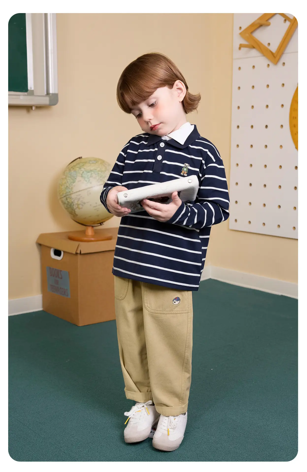 Boys' Striped Polo Shirt Long Sleeve Spring Outfit — feature 16