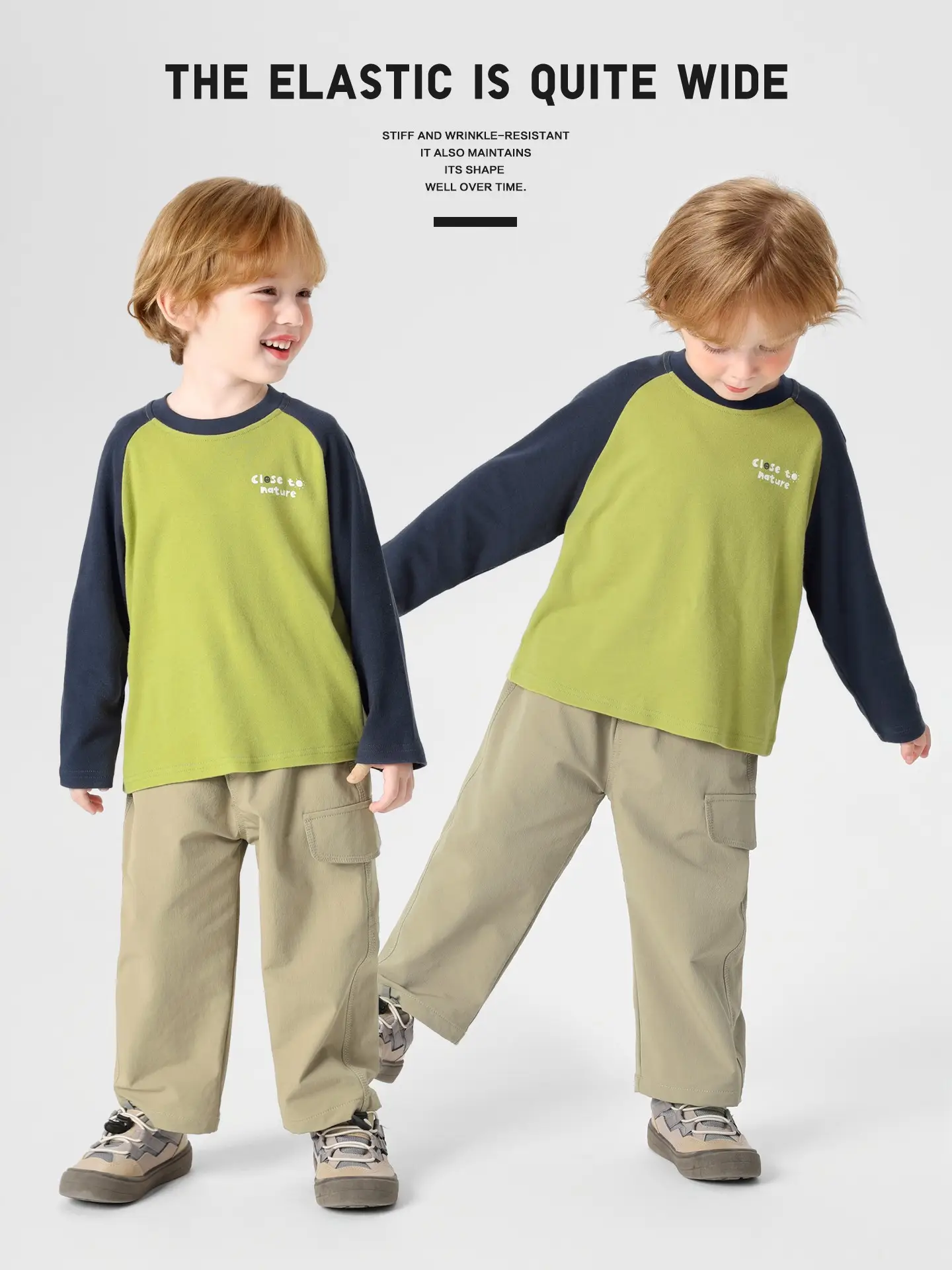 Boys Pure Cotton Long Sleeve T-Shirt Green Blue Spring Outfit - Image 5