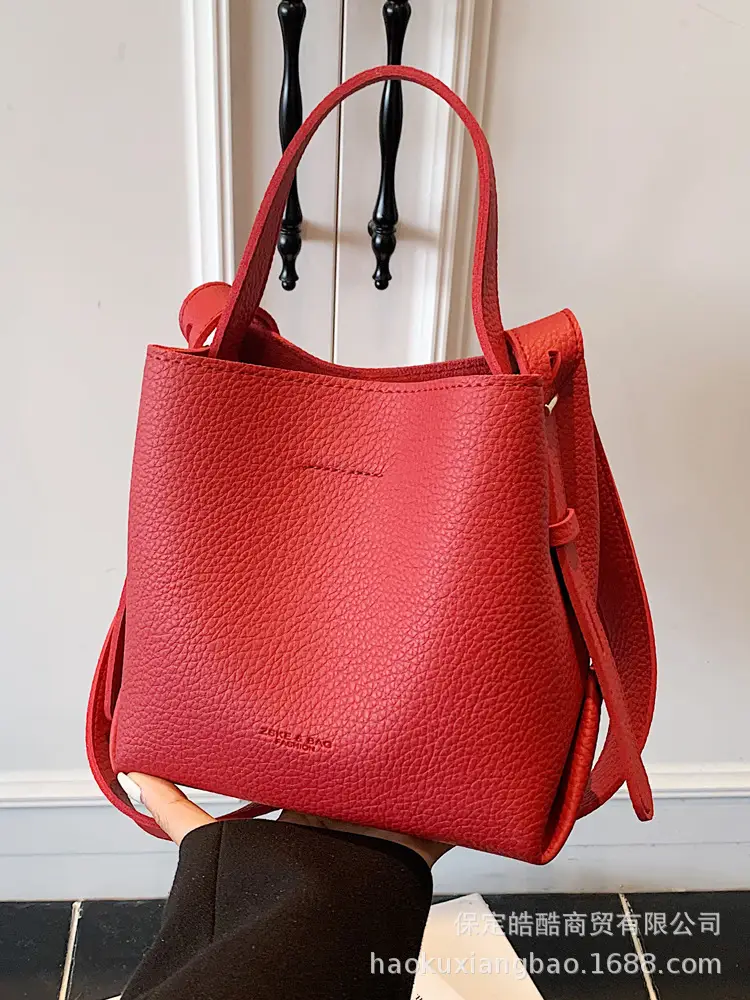 Retro Brown Leather Bucket Bag for Women 2025 - Image 2