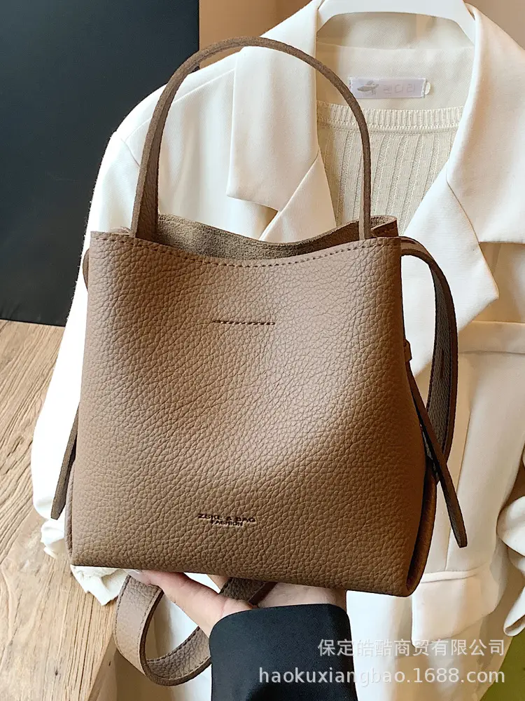 Retro Brown Leather Bucket Bag for Women 2025 - Image 4