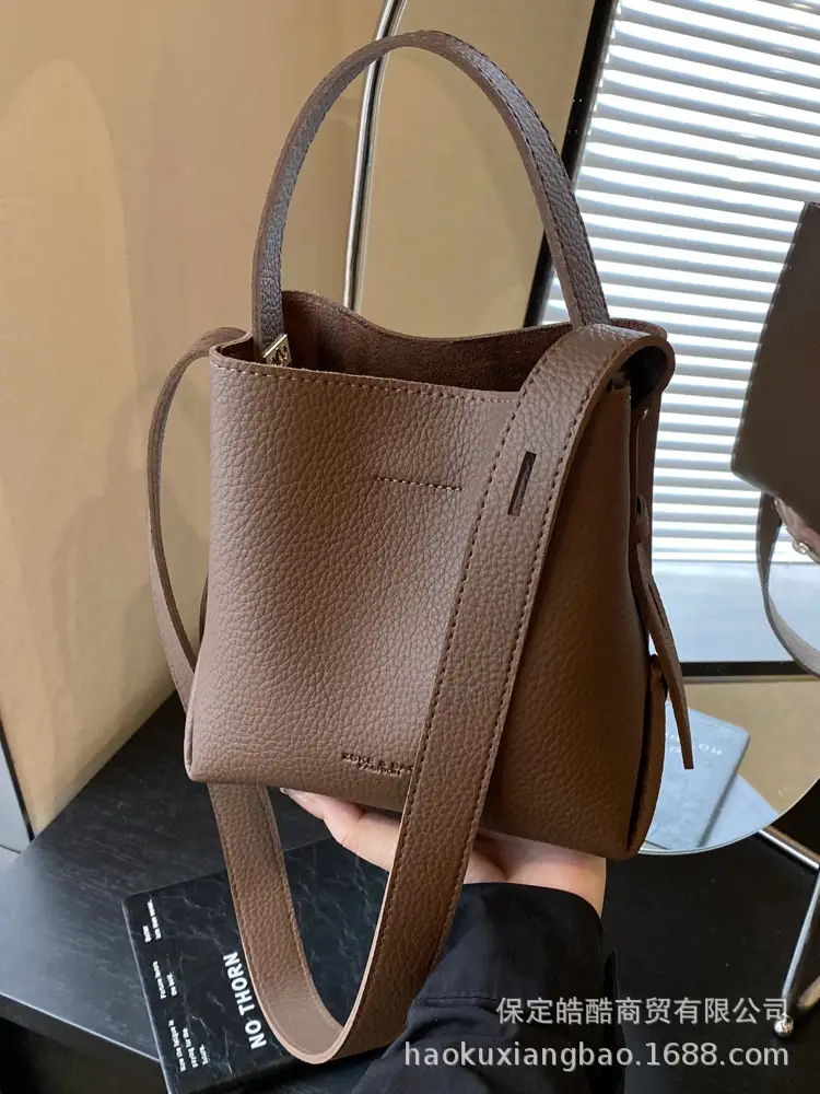 Retro Brown Leather Bucket Bag for Women 2025 - Image 5
