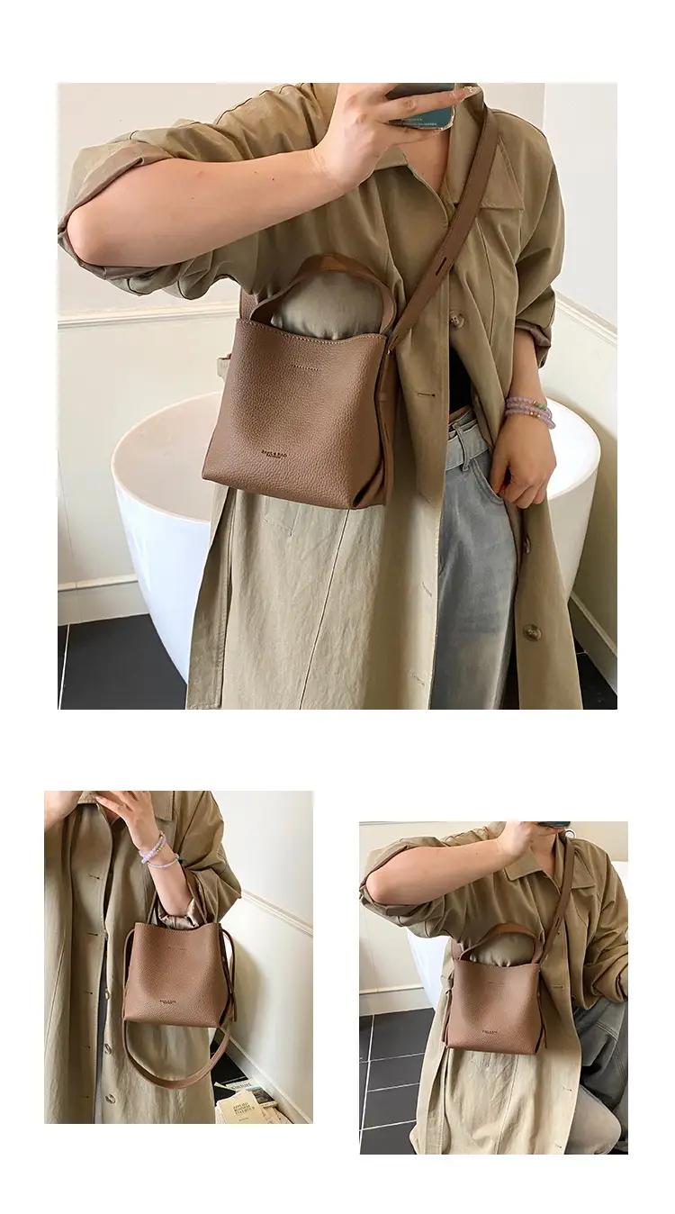 Retro Brown Leather Bucket Bag for Women 2025 — feature 9