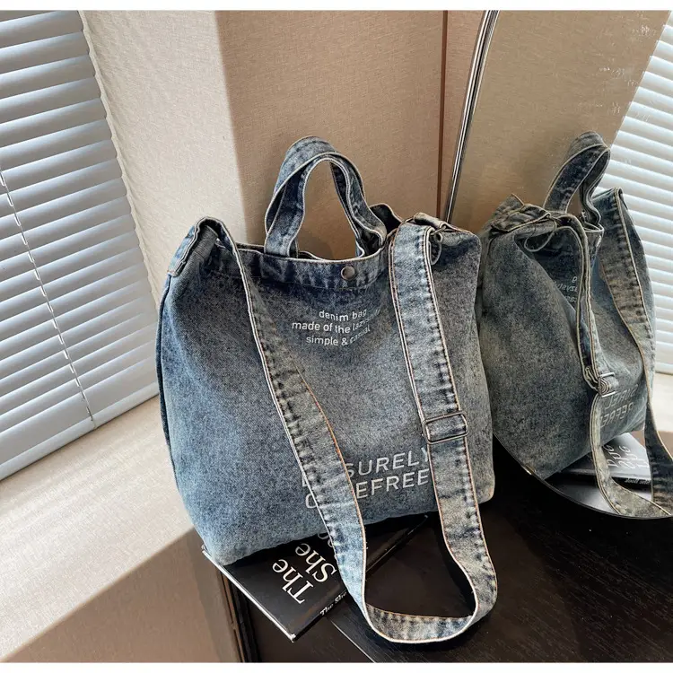 Denim Crossbody Bag Large Capacity Female Student Portable Tote — feature 11