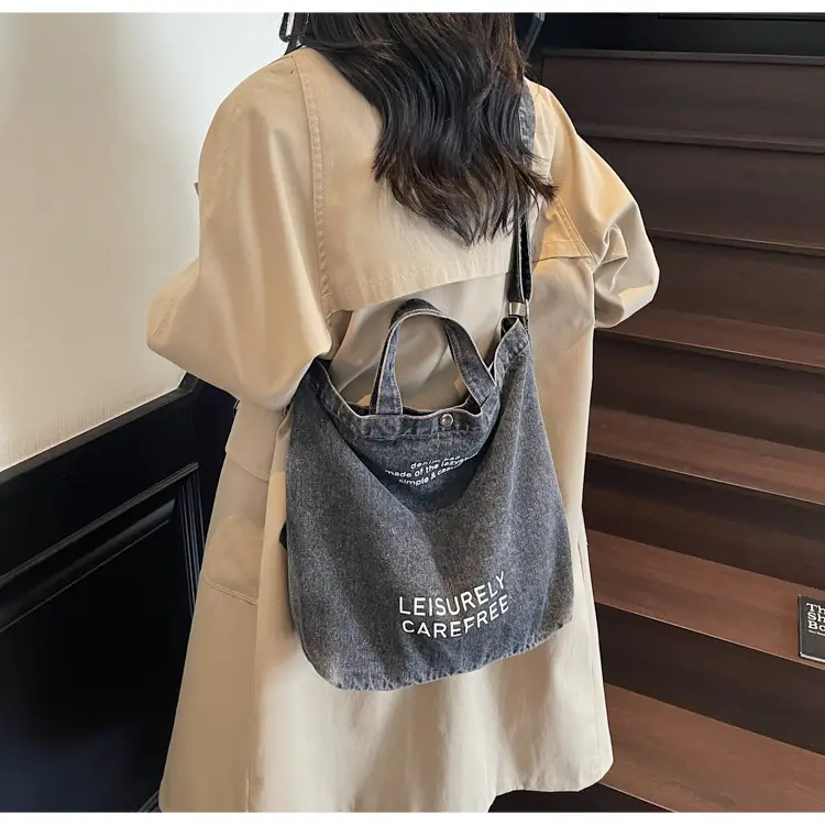 Denim Crossbody Bag Large Capacity Female Student Portable Tote — feature 19