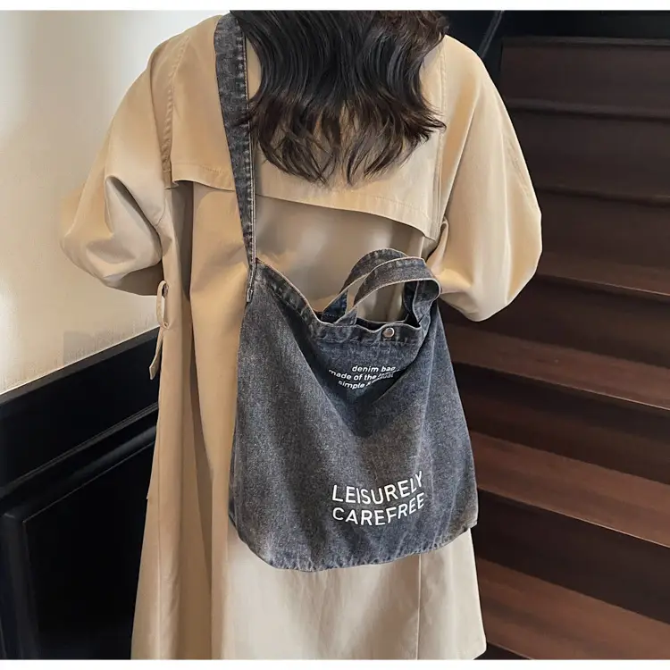 Denim Crossbody Bag Large Capacity Female Student Portable Tote — feature 20