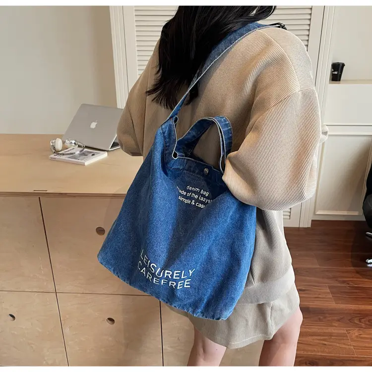 Denim Crossbody Bag Large Capacity Female Student Portable Tote — feature 21