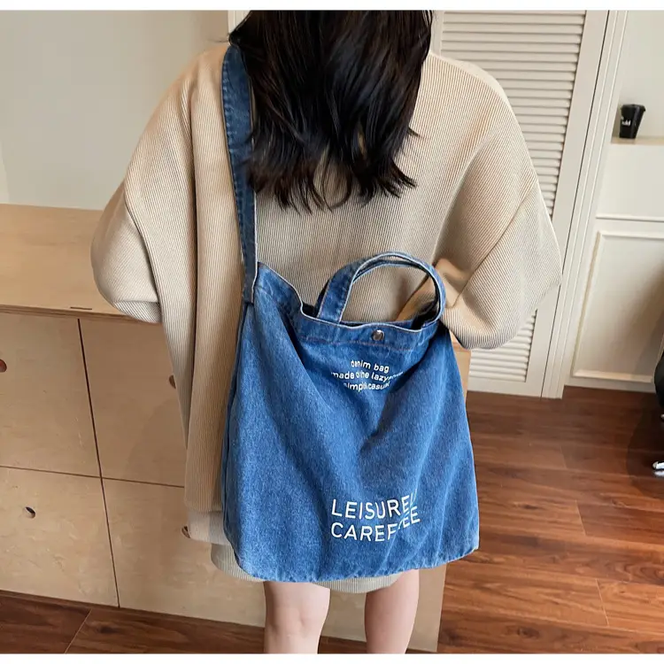 Denim Crossbody Bag Large Capacity Female Student Portable Tote — feature 23