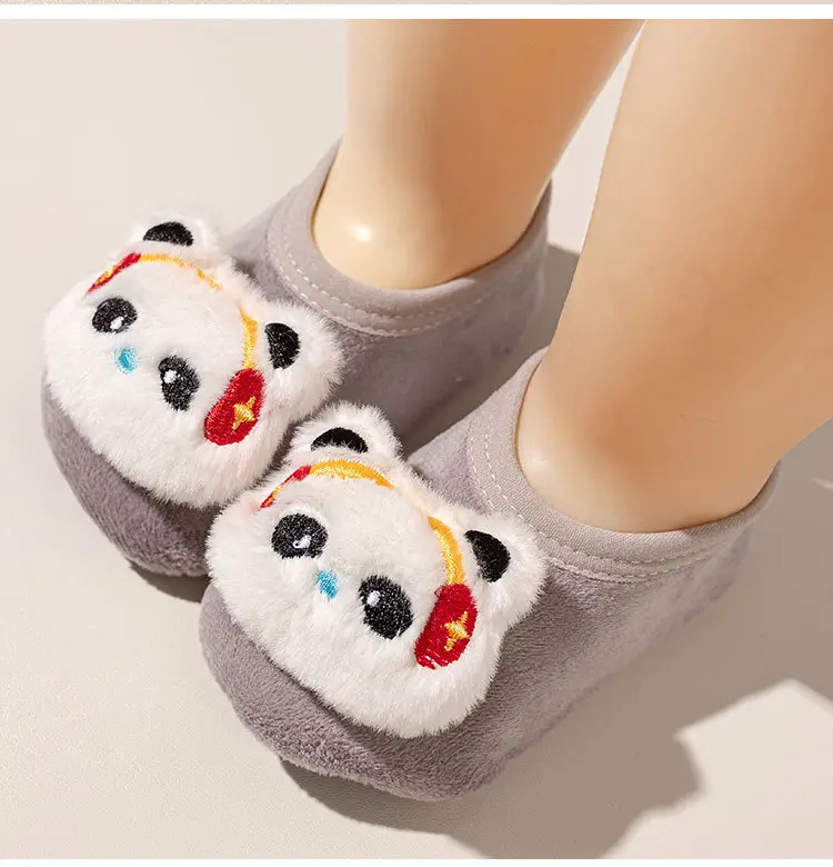 2025 New Baby Non-Slip Floor Socks Autumn Winter Infant Cartoon Silver Fox Velvet Toddler Socks Children's Home Soft-Soled Shoes β feature 15
