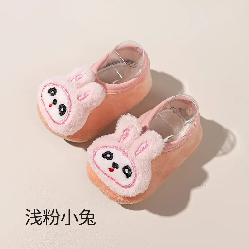 2025 New Baby Non-Slip Floor Socks Autumn Winter Infant Cartoon Silver Fox Velvet Toddler Socks Children's Home Soft-Soled Shoes