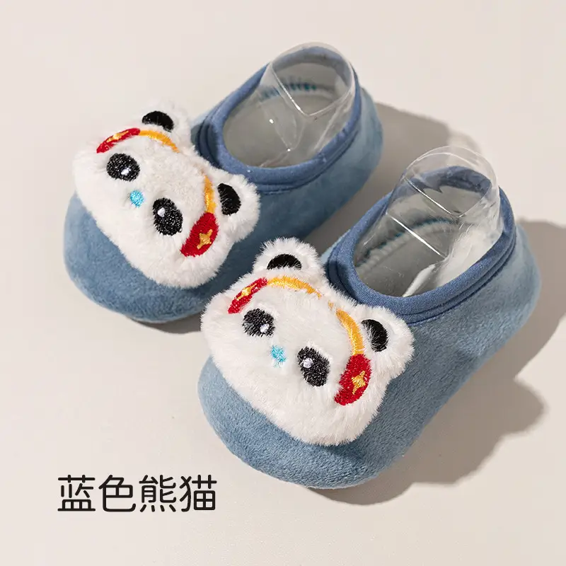 2025 New Baby Non-Slip Floor Socks Autumn Winter Infant Cartoon Silver Fox Velvet Toddler Socks Children's Home Soft-Soled Shoes - Image 3