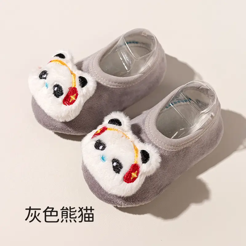 2025 New Baby Non-Slip Floor Socks Autumn Winter Infant Cartoon Silver Fox Velvet Toddler Socks Children's Home Soft-Soled Shoes - Image 4