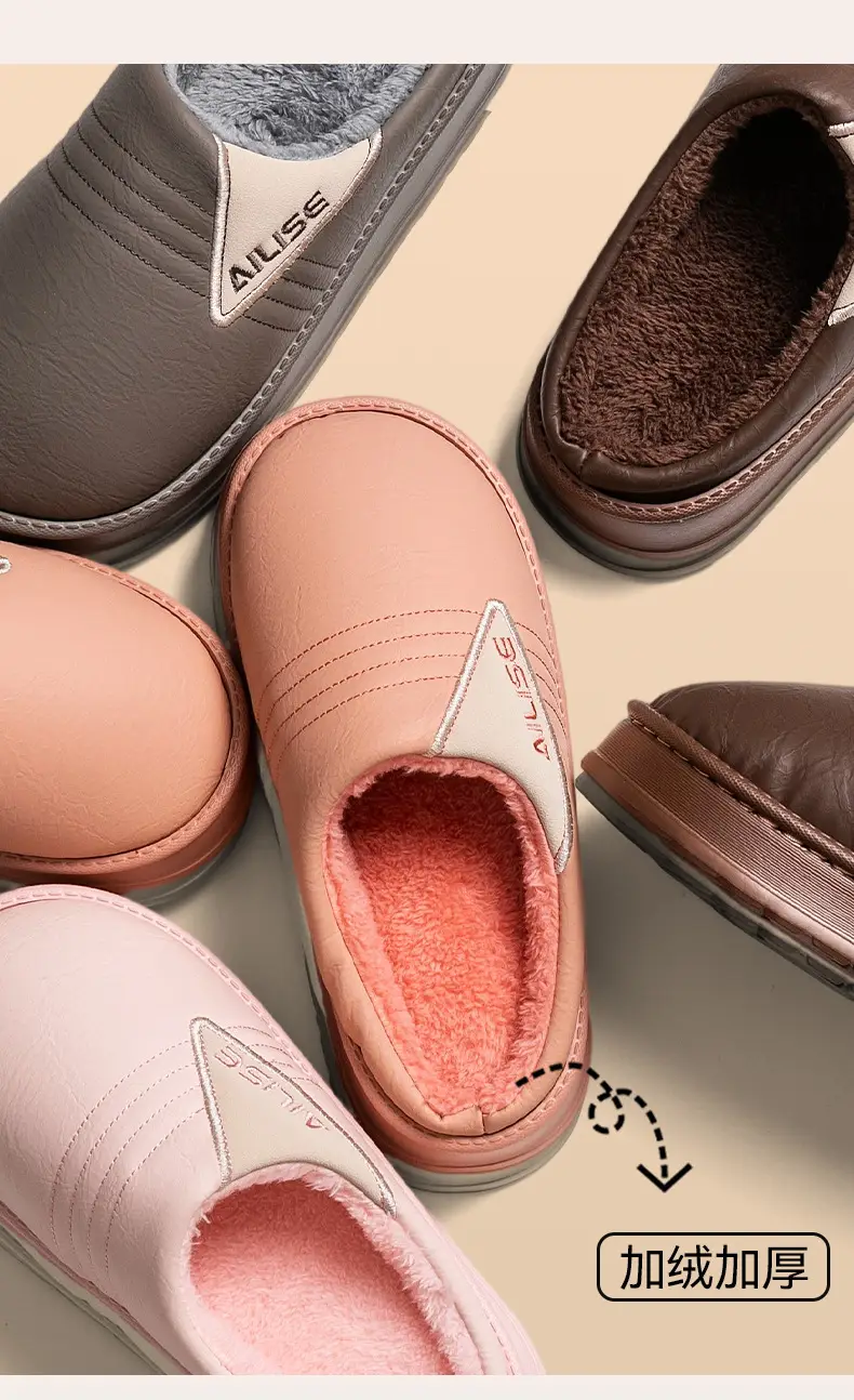 Women Cotton Slippers Pink Warm Indoor Winter — feature 4