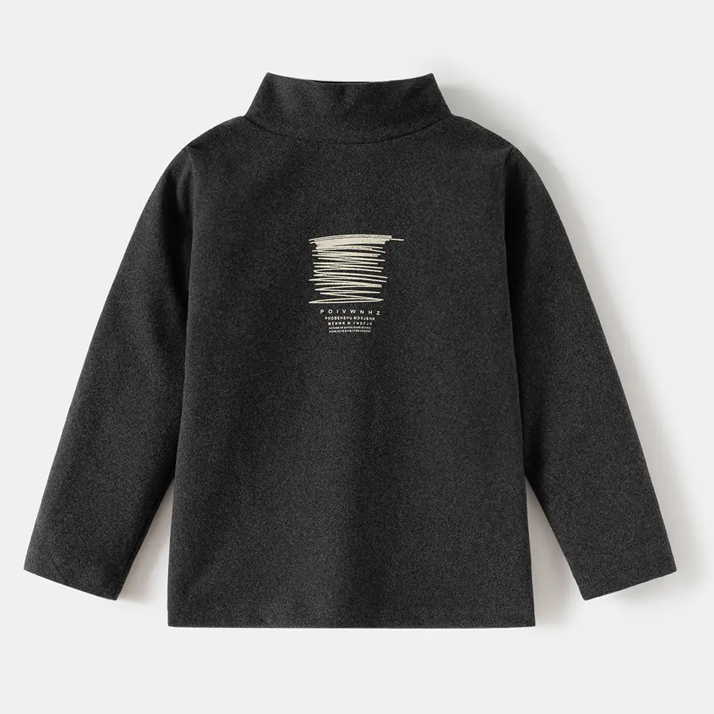 Boys Printed Half Turtleneck Long Sleeve T-Shirt Beige - Image 3