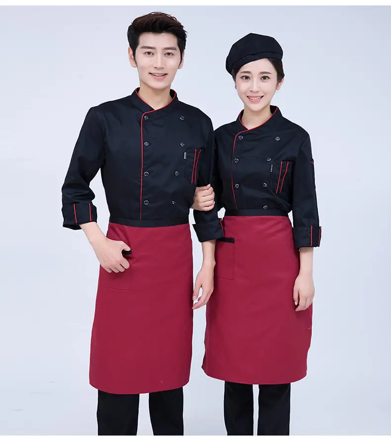 Men & Women Peaked Chef Hats Black Red — feature 13