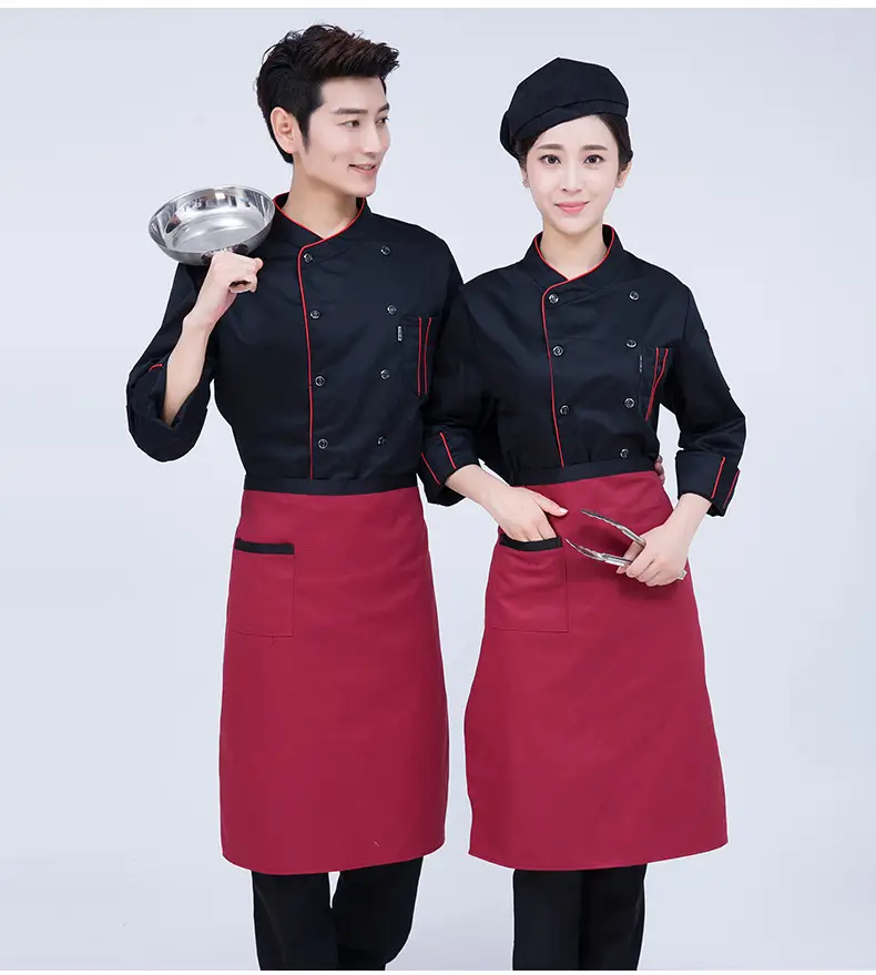Men & Women Peaked Chef Hats Black Red — feature 15