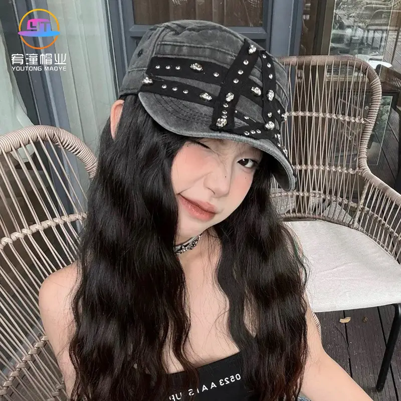 Punk Star Wash Denim Cap for Girls - Image 3